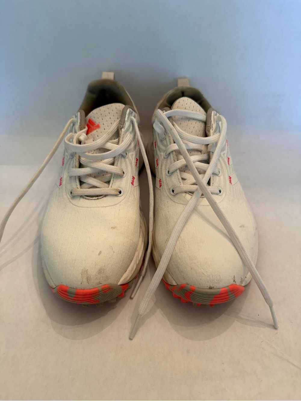 adidas womens White Sneakers with Coral Accents